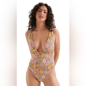NWT Roxy Women's All About Sol Plunge One-piece Swimsuit - XS